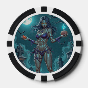 Halloween Leckerei oder Zombie Girlfriend w Brains Pokerchips