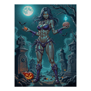 Halloween Leckerei oder Zombie Girlfriend w Brains Poster