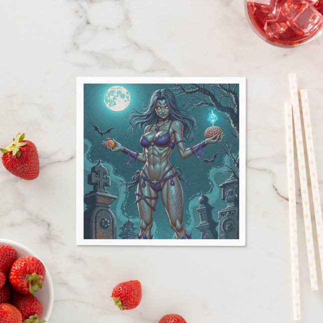 Halloween Leckerei oder Zombie Girlfriend w Brains Serviette (Beispiel)