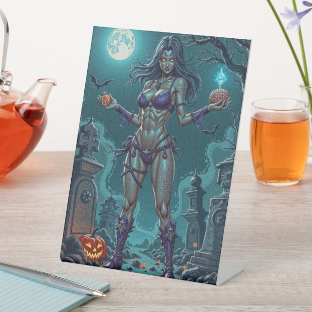 Halloween Leckerei oder Zombie Girlfriend w Brains Sockelschild (In Situ)