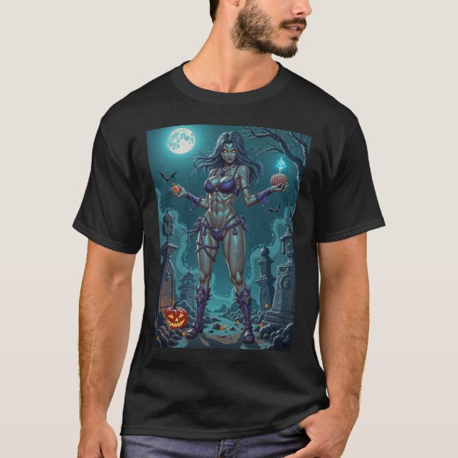 Halloween Leckerei oder Zombie Girlfriend w Brains T-Shirt (Vorderseite)