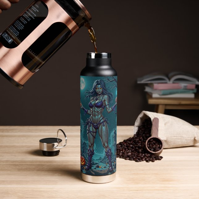 Halloween Leckerei oder Zombie Girlfriend w Brains Trinkflasche (Kaffee)