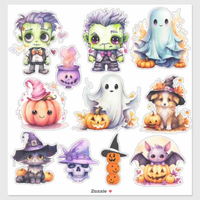 Halloween Leckerei Stickers, Niedlicher Spook Viny Aufkleber (Blatt)