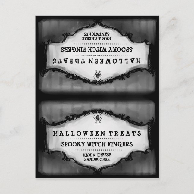 Halloween Leckereien Food Zelt Card - Grau & Schwa Postkarte (Vorderseite)
