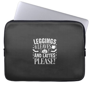 Halloween Leggings Blätter und Lattes Herbst Kaffe Laptopschutzhülle