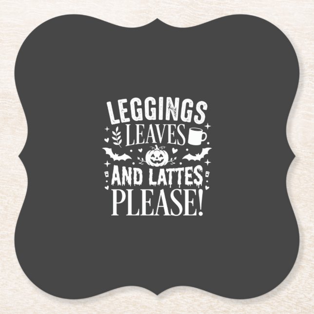 Halloween Leggings Blätter und Lattes Herbst Kaffe Untersetzer (Vorderseite)
