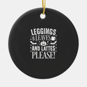 Halloween Leggings Blätter und Lattes Herbstkaffee Keramik Ornament