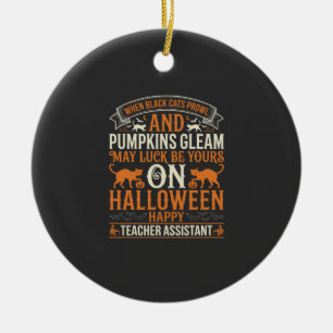 Halloween Lehrer-Assistent Schwarze Katzen und Kür Keramik Ornament