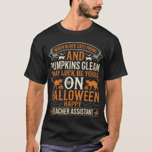 Halloween Lehrer-Assistent Schwarze Katzen und Kür T-Shirt