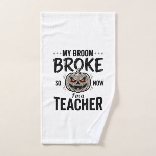 Halloween Lehrer Besen Brach Vintage Kürbis Desi Handtuch