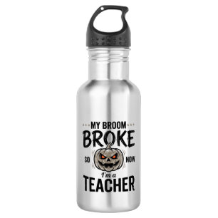 Halloween Lehrer Besen Brach Vintage-Kürbis-Design Edelstahlflasche