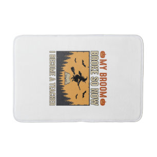Halloween-Lehrer-Besen-Bruch-Vintage-Design_1 Badematte