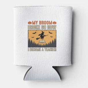 Halloween-Lehrer-Besen-Bruch-Vintage-Design_1 Dosenkühler