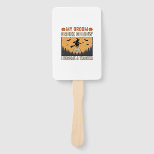 Halloween-Lehrer-Besen-Bruch-Vintage-Design_1 Fächer