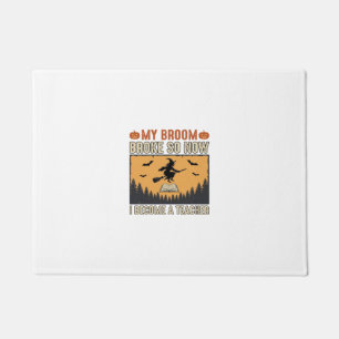 Halloween-Lehrer-Besen-Bruch-Vintage-Design_1 Fußmatte