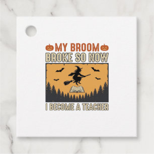 Halloween-Lehrer-Besen-Bruch-Vintage-Design_1 Geschenkanhänger