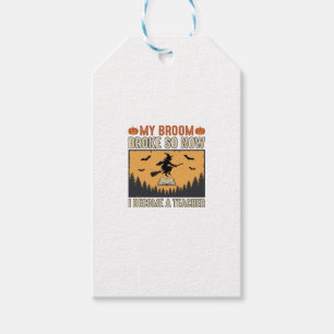 Halloween-Lehrer-Besen-Bruch-Vintage-Design_1 Geschenkanhänger