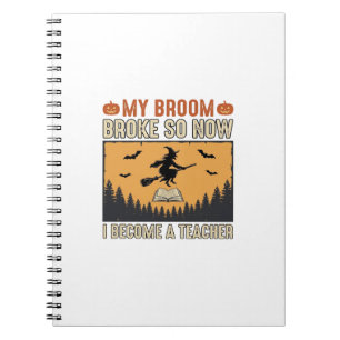 Halloween-Lehrer-Besen-Bruch-Vintage-Design_1 Notizblock