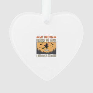 Halloween-Lehrer-Besen-Bruch-Vintage-Design_1 Ornament
