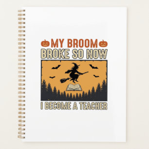 Halloween-Lehrer-Besen-Bruch-Vintage-Design_1 Planer