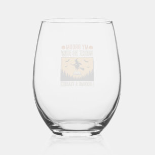 Halloween-Lehrer-Besen-Bruch-Vintage-Design_1 Weinglas Ohne Stiel