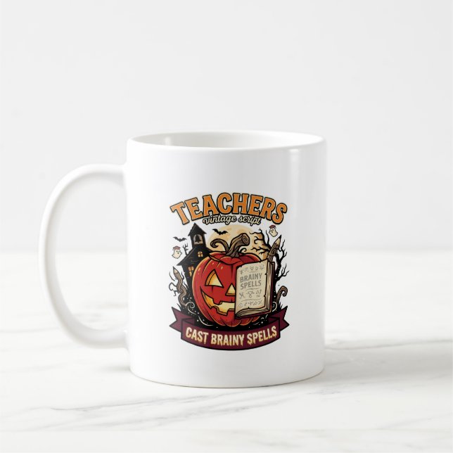 Halloween-Lehrer-Gehirn-Magie Kaffeetasse (Links)