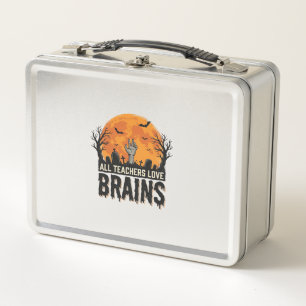 Halloween-Lehrer-Gehirne Vintage-Vektordesign_1 Metall Brotdose