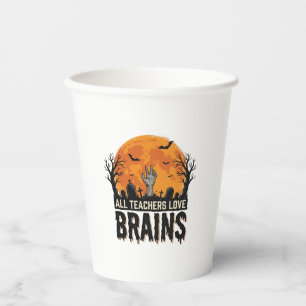 Halloween-Lehrer-Gehirne Vintage-Vektordesign_1 Pappbecher