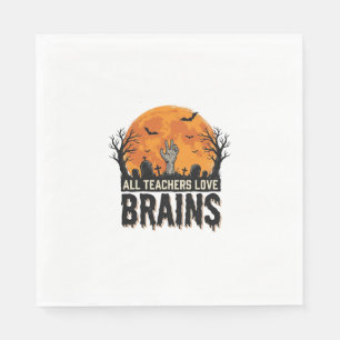 Halloween-Lehrer-Gehirne Vintage-Vektordesign_1 Serviette