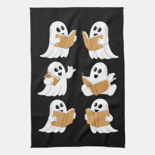 Halloween-Lehrer-Geist-Lesebücher-Bibliothekar Geschirrtuch