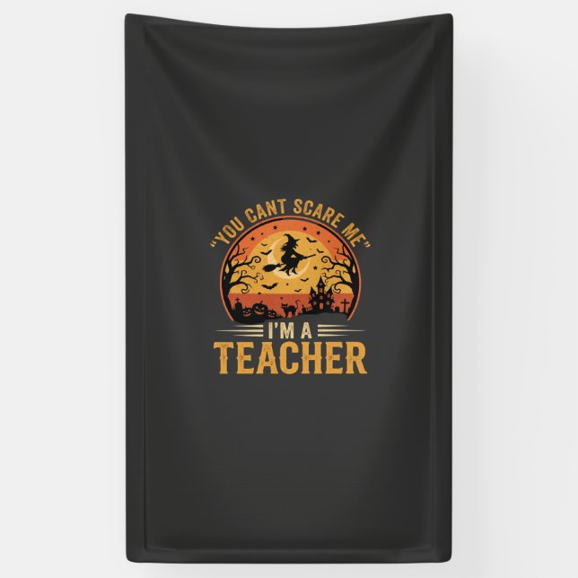 Halloween-Lehrer-Hexenkatze-Design Banner (Vertikal)