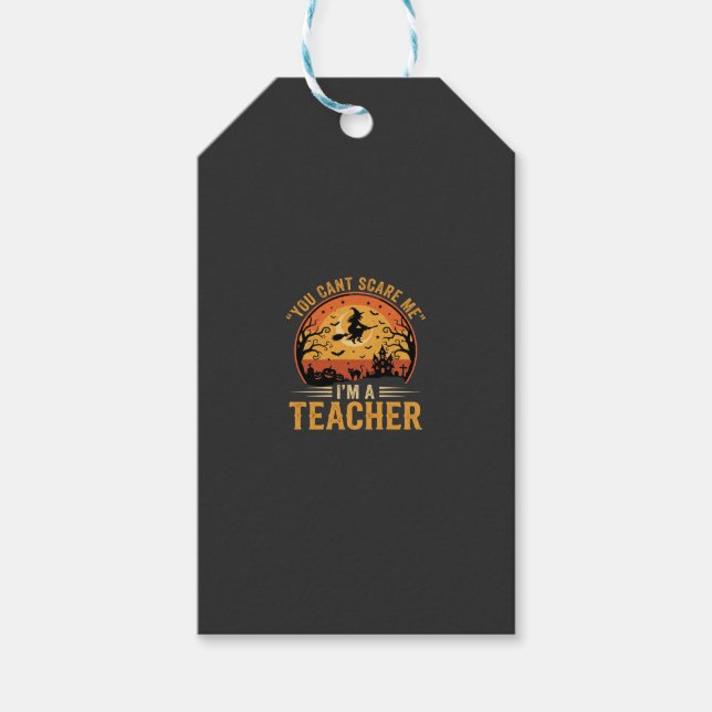 Halloween-Lehrer-Hexenkatze-Design Geschenkanhänger (Vorderseite)