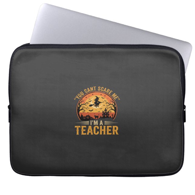 Halloween-Lehrer-Hexenkatze-Design Laptopschutzhülle (Vorderseite)