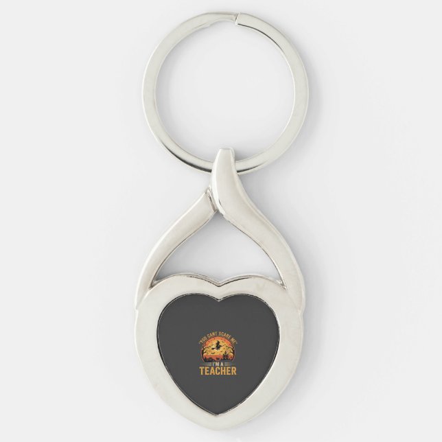 Halloween-Lehrer-Hexenkatze-Design Schlüsselanhänger (Vorderseite)