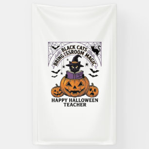 Halloween Lehrer Katze Vintage Kürbis Klassenzimme Banner