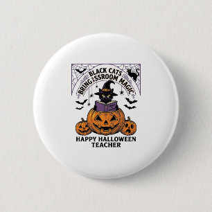 Halloween Lehrer Katze Vintage Kürbis Klassenzimme Button