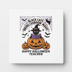 Halloween Lehrer Katze Vintage Kürbis Klassenzimme Fotoplatte