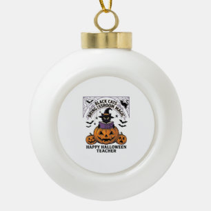 Halloween Lehrer Katze Vintage Kürbis Klassenzimme Keramik Kugel-Ornament