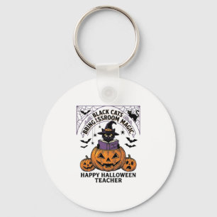 Halloween Lehrer Katze Vintage Kürbis Klassenzimme Schlüsselanhänger