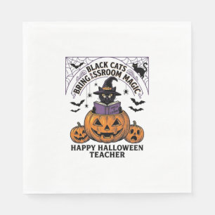Halloween Lehrer Katze Vintage Kürbis Klassenzimme Serviette