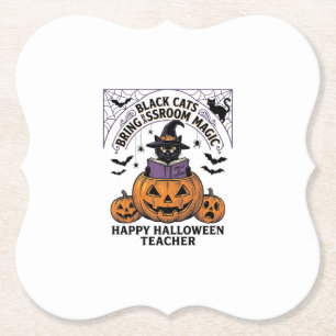 Halloween Lehrer Katze Vintage Kürbis Klassenzimme Untersetzer