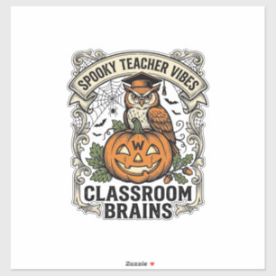 Halloween-Lehrer-Kürbis-Eule-Vintage-Schul-Shirt Aufkleber