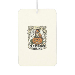 Halloween-Lehrer-Kürbis-Eule-Vintage-Schul-Shirt Autolufterfrischer