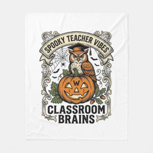 Halloween-Lehrer-Kürbis-Eule-Vintage-Schul-Shirt Fleecedecke