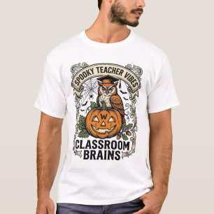 Halloween-Lehrer-Kürbis-Eule-Vintage-Schul-Shirt T-Shirt