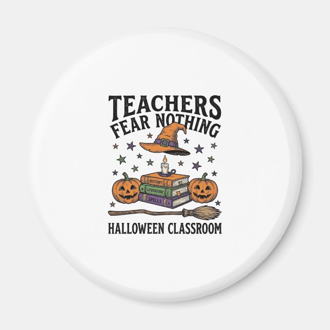 Halloween-Lehrer-Shirt mit Hexen-Büchern_1 Magnet (Vorne)