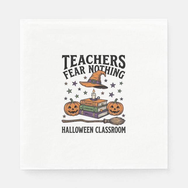 Halloween-Lehrer-Shirt mit Hexen-Büchern_1 Serviette (Vorderseite)