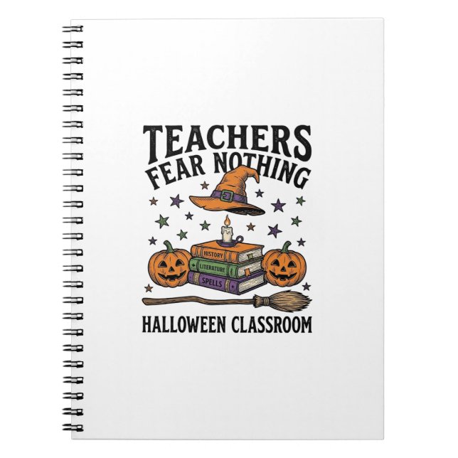 Halloween-Lehrer-Shirt mit Hexenbüchern_1 Notizblock (Vorderseite)