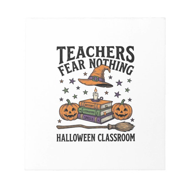 Halloween-Lehrer-Shirt mit Hexenbüchern_1 Notizblock (Vorderseite)