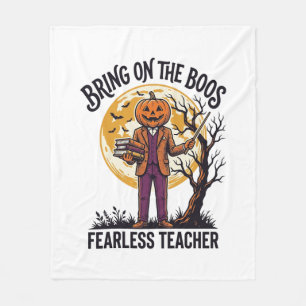 Halloween-Lehrer-Shirt Vintage-Gravur Kürbis Fleecedecke